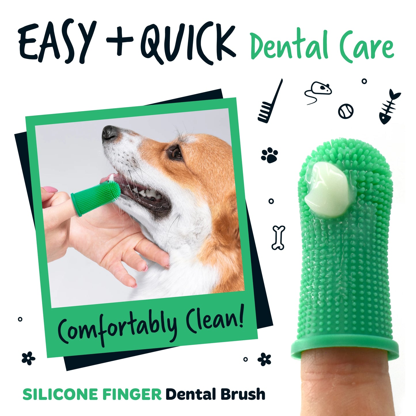 Bugalugs Silicone Finger Pet Toothbrush For Dogs & Cats
