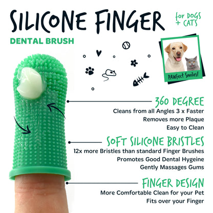 Bugalugs Silicone Finger Pet Toothbrush For Dogs & Cats