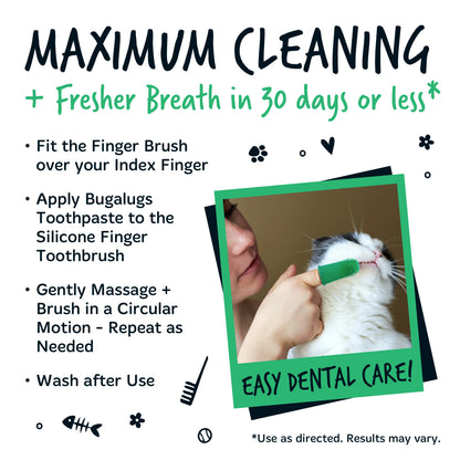 Bugalugs Silicone Finger Pet Toothbrush For Dogs & Cats