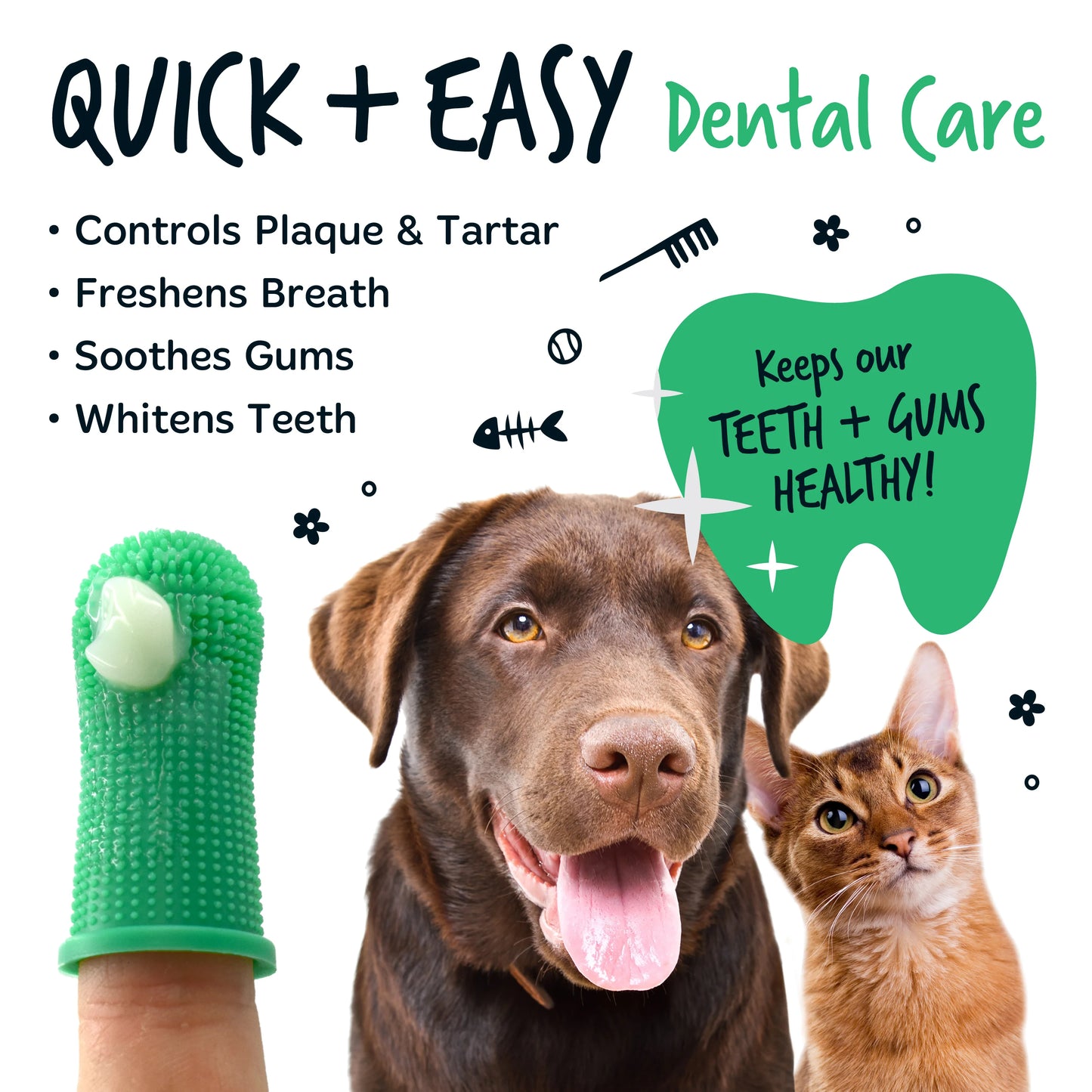 Bugalugs Silicone Finger Pet Toothbrush For Dogs & Cats