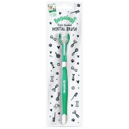 Bugalugs Triple Headed Pet Toothbrush For Dogs & Cats