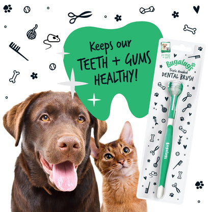 Bugalugs Triple Headed Pet Toothbrush For Dogs & Cats