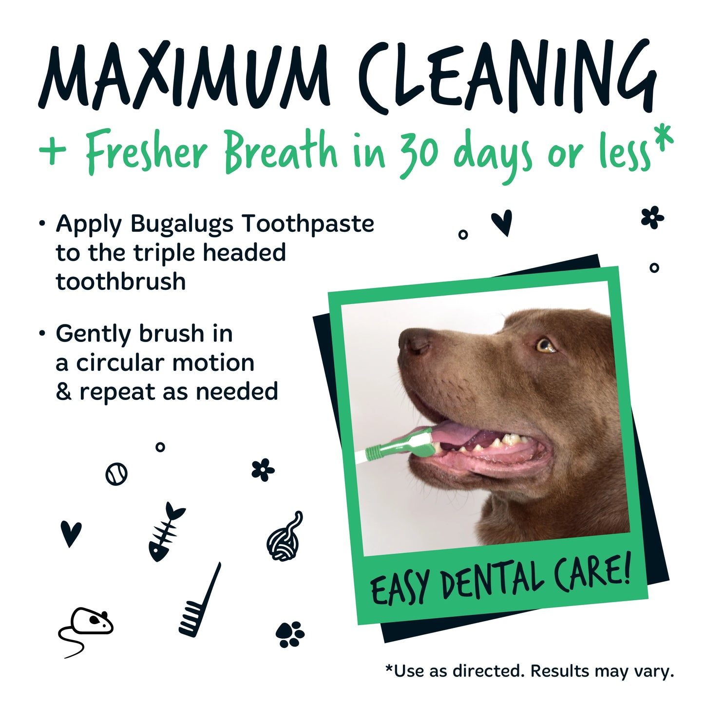 Bugalugs Triple Headed Pet Toothbrush For Dogs & Cats
