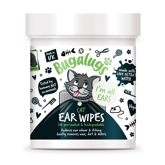 Bugalugs Soothing Cat Ear Wipes (100 pre soaked Bio-Degradable Wipes)