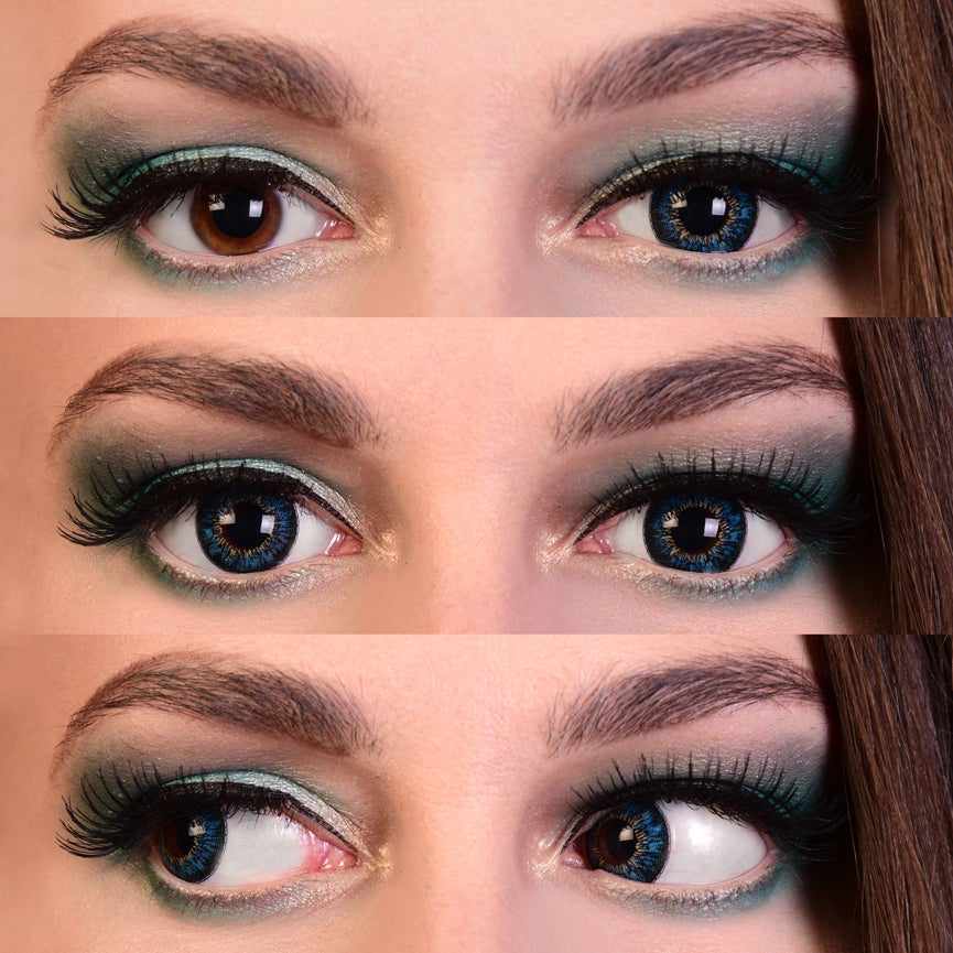 Blue colored contact lenses, coloured contact lenses, color contacts, circle lens.