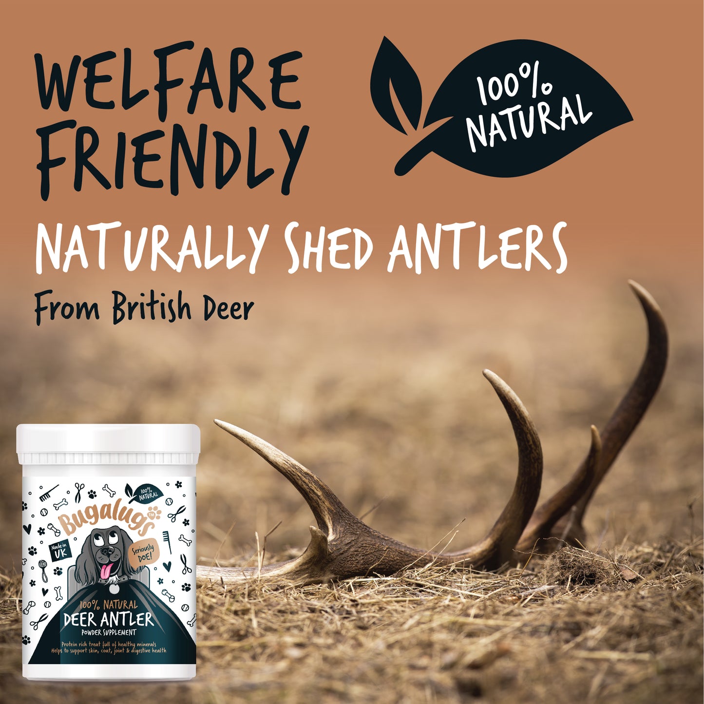 Bugalugs Deer Antler Powder 200g for Dogs