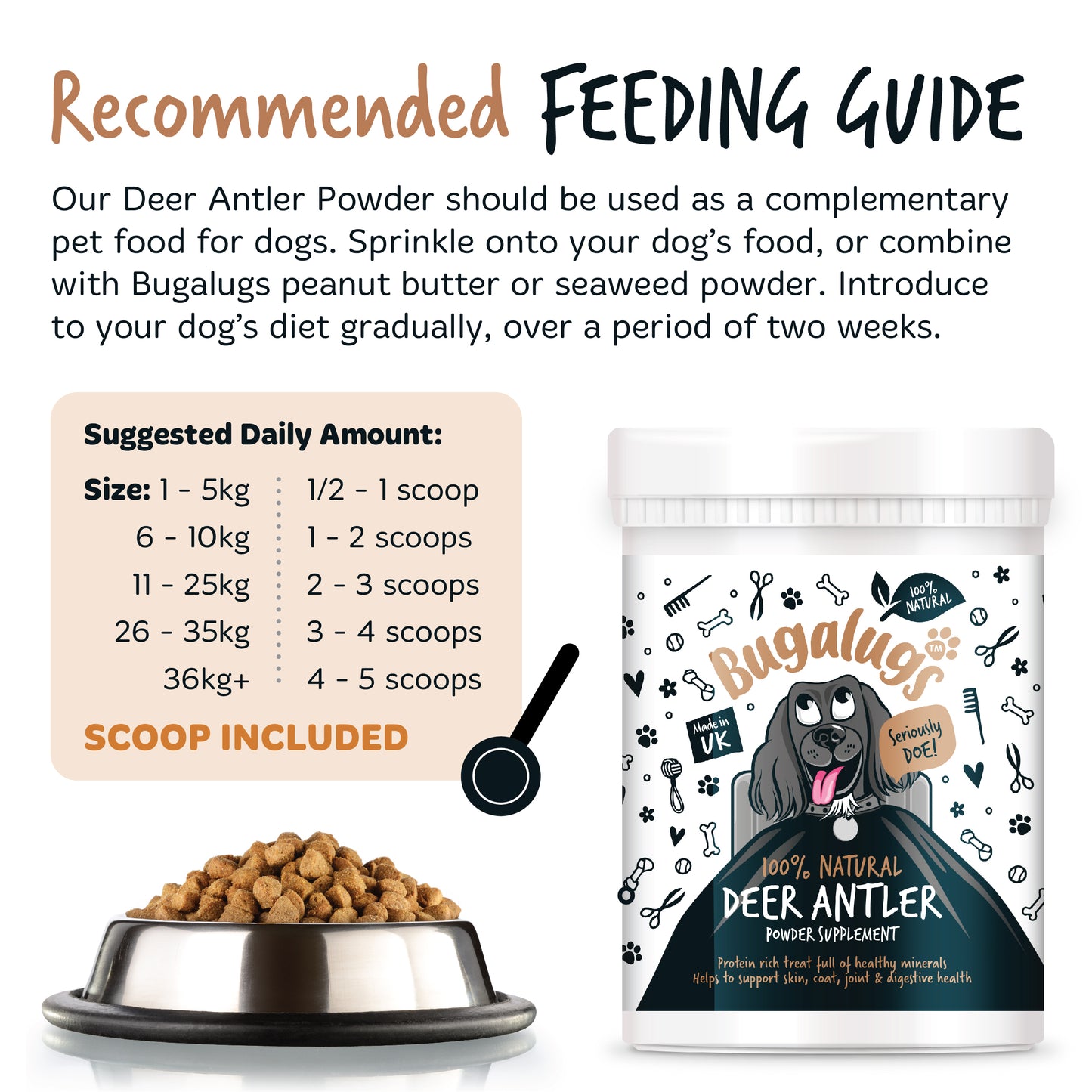 Bugalugs Deer Antler Powder 70g for Dogs