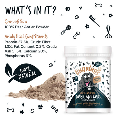 Bugalugs Deer Antler Powder 70g for Dogs