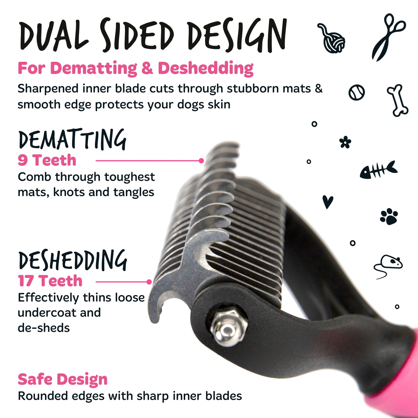 Bugalugs Pet Dematting Rake for Dogs & Cats