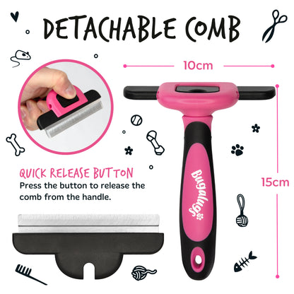 Bugalugs Pet Deshedding Comb for Dogs & Cats