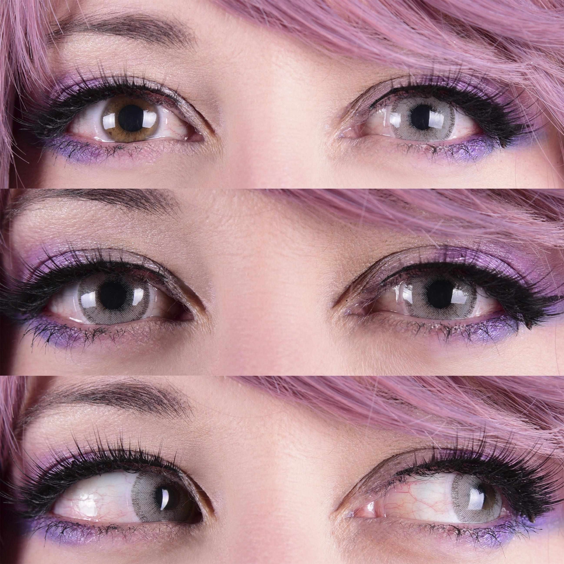 Grey colored contact lenses, coloured contact lenses, color contacts, circle lens.