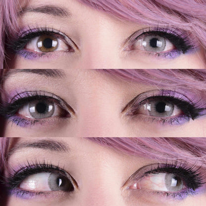 Grey colored contact lenses, coloured contact lenses, color contacts, circle lens.