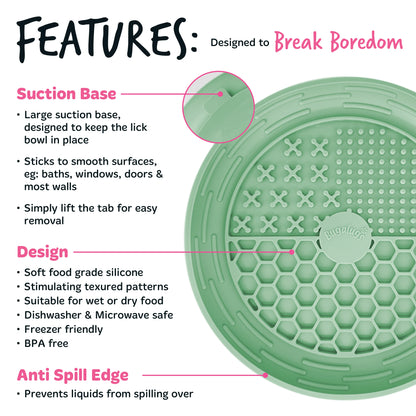Bugalugs Lick Bowl for Dogs & Cats (Green)