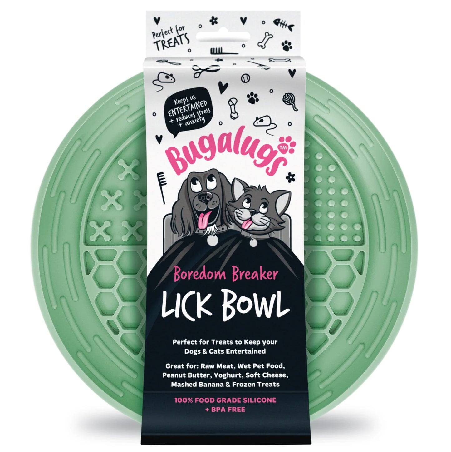 Bugalugs Lick Bowl for Dogs & Cats (Green)