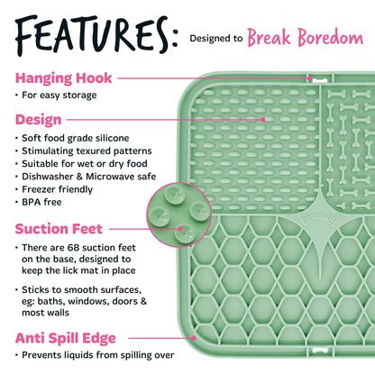 Bugalugs Lick Mat for Dogs & Cats (Green)