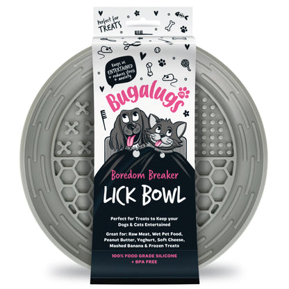Bugalugs Lick Bowl for Dogs & Cats (Grey)