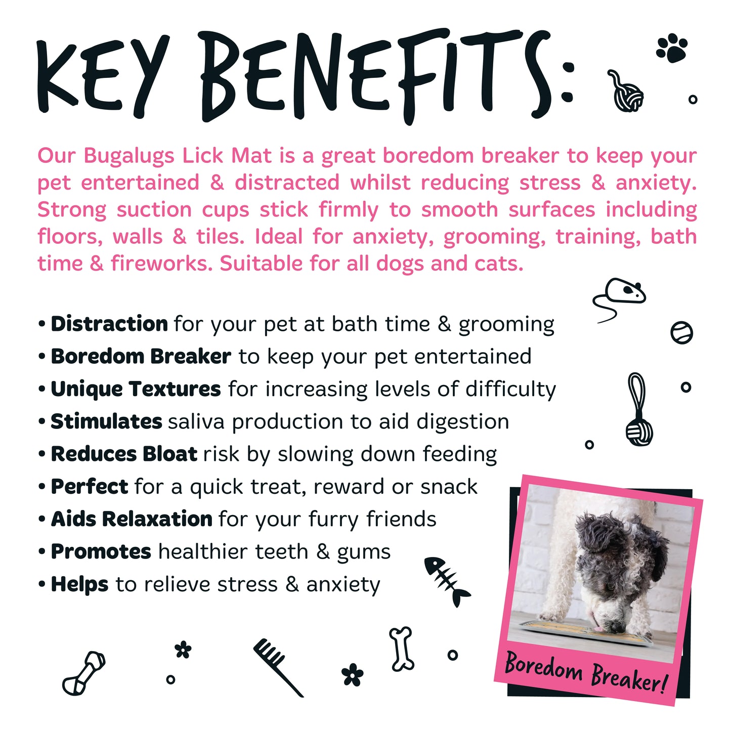Bugalugs Lick Mat for Dogs & Cats (Grey)