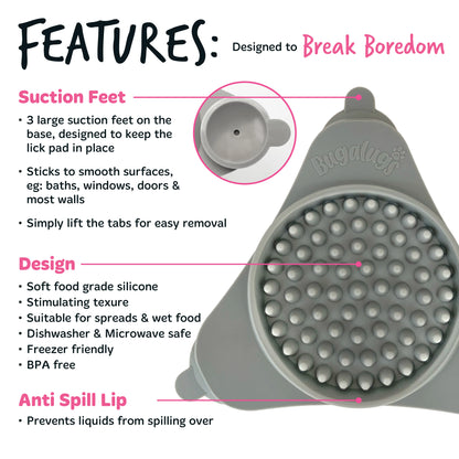 Bugalugs Lick Pad for Dogs & Cats (Grey)