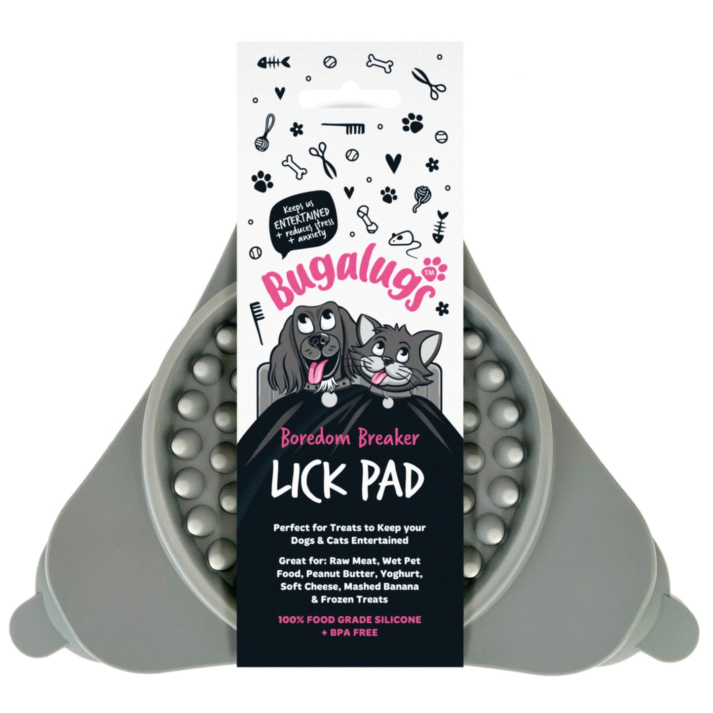 Bugalugs Lick Pad for Dogs & Cats (Grey)