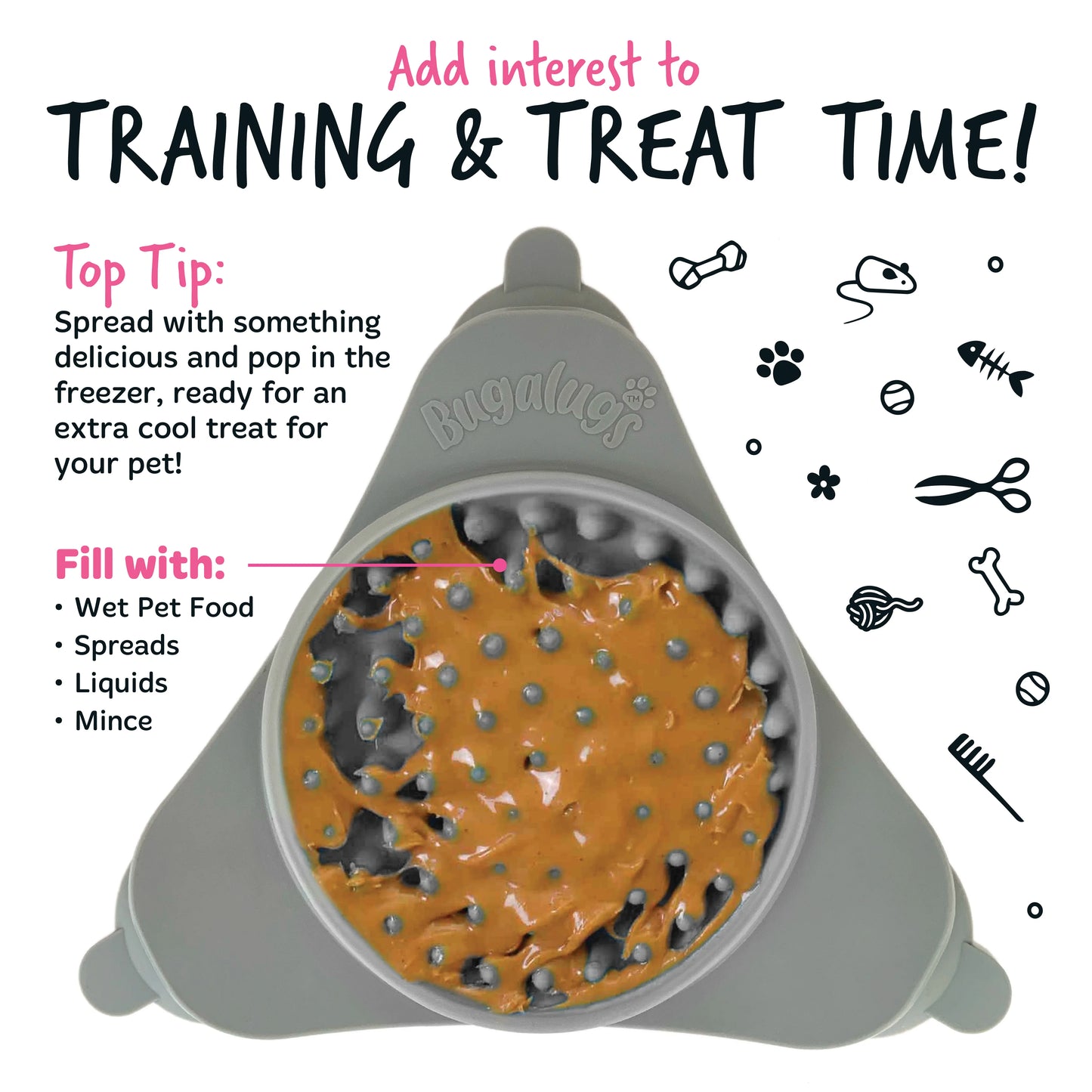 Bugalugs Lick Pad for Dogs & Cats (Grey)