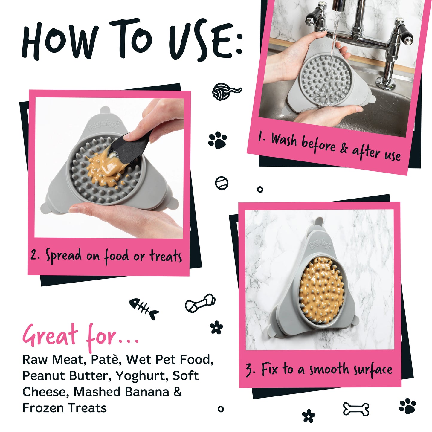 Bugalugs Lick Pad for Dogs & Cats (Grey)