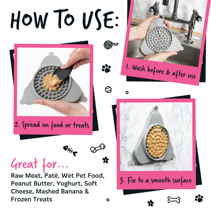 Bugalugs Lick Pad for Dogs & Cats (Grey)