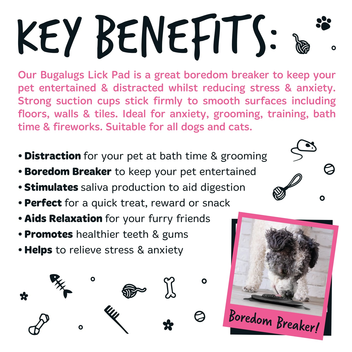 Bugalugs Lick Pad for Dogs & Cats (Grey)