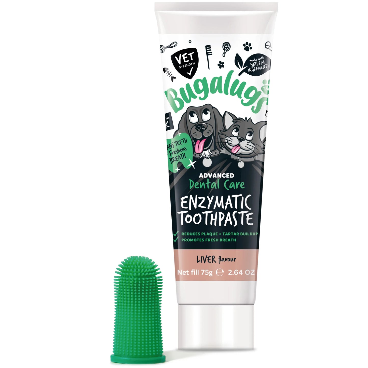 Bugalugs Dental Care Kit (Enzymatic Toothpaste with Finger Toothbrush) for Dogs & Cats