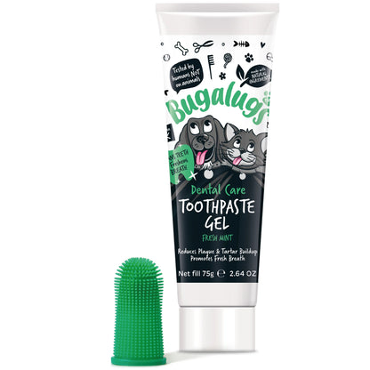Bugalugs Dental Care Kit (Toothpaste Gel with Triple Headed Toothbrush) for Dogs & Cats