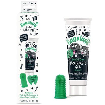 Bugalugs Dental Care Kit (Toothpaste Gel with Finger Toothbrush) for Dogs & Cats
