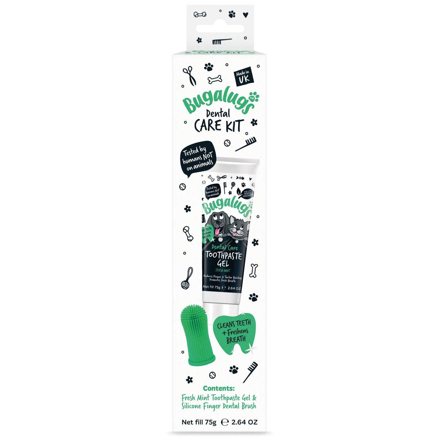 Bugalugs Dental Care Kit (Toothpaste Gel with Finger Toothbrush) for Dogs & Cats