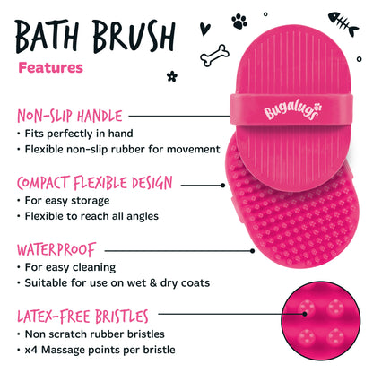 Bugalugs Bath Brush for Dogs & Cats (Pink)