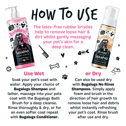 Bugalugs Bath Brush for Dogs & Cats (Pink)