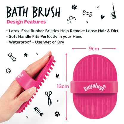 Bugalugs Bath Brush for Dogs & Cats (Pink)