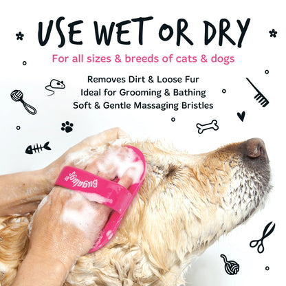 Bugalugs Bath Brush for Dogs & Cats (Pink)
