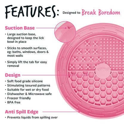 Bugalugs Lick Bowl for Dogs & Cats (Pink)