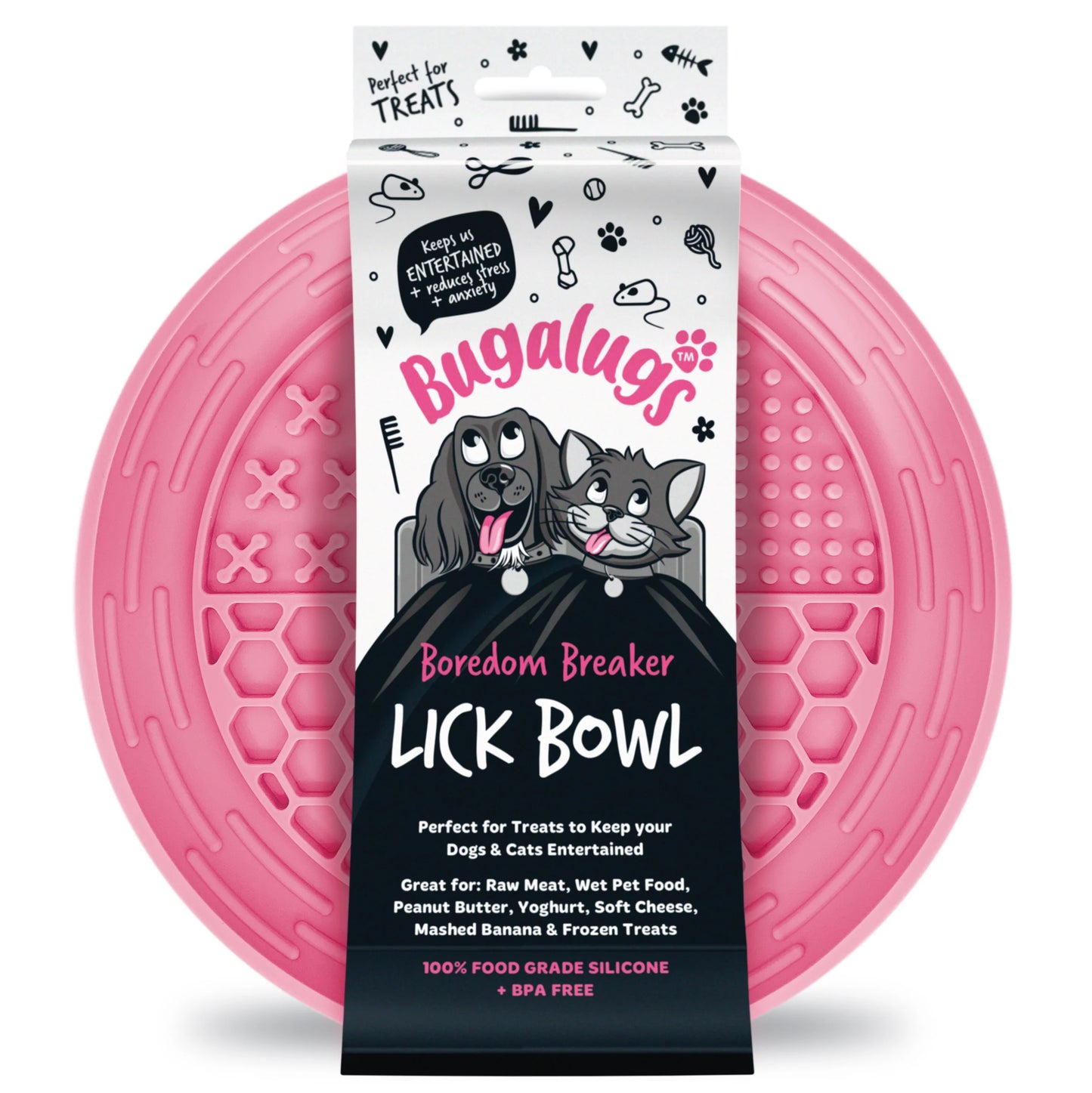 Bugalugs Lick Bowl for Dogs & Cats (Pink)