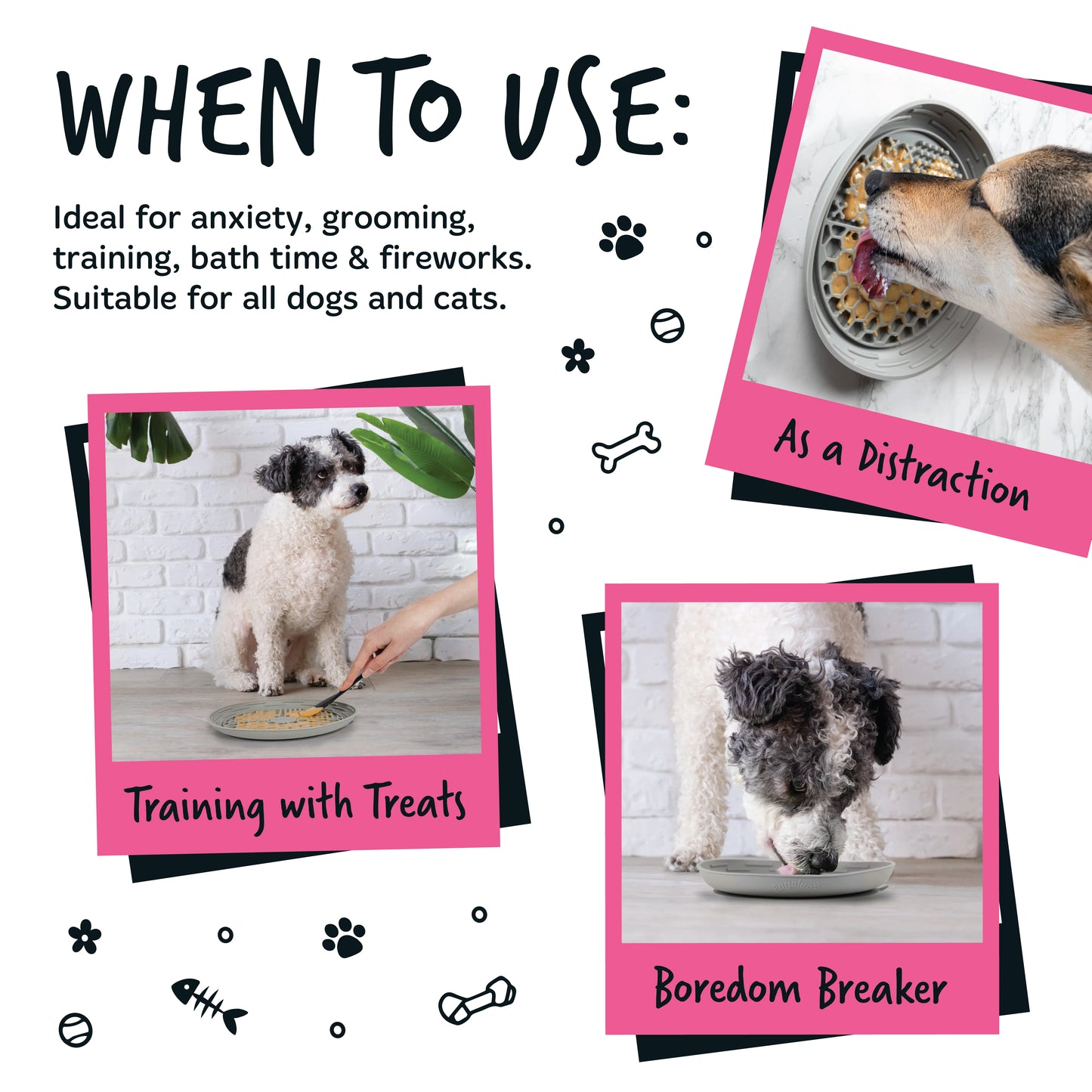 Bugalugs Lick Bowl for Dogs & Cats (Pink)