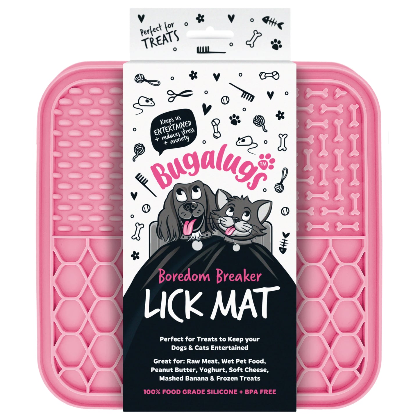 Bugalugs Lick Mat for Dogs & Cats (Pink)