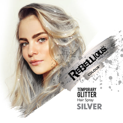 Rebellious Colour Silver Sparkle Glitter Spary 125ml