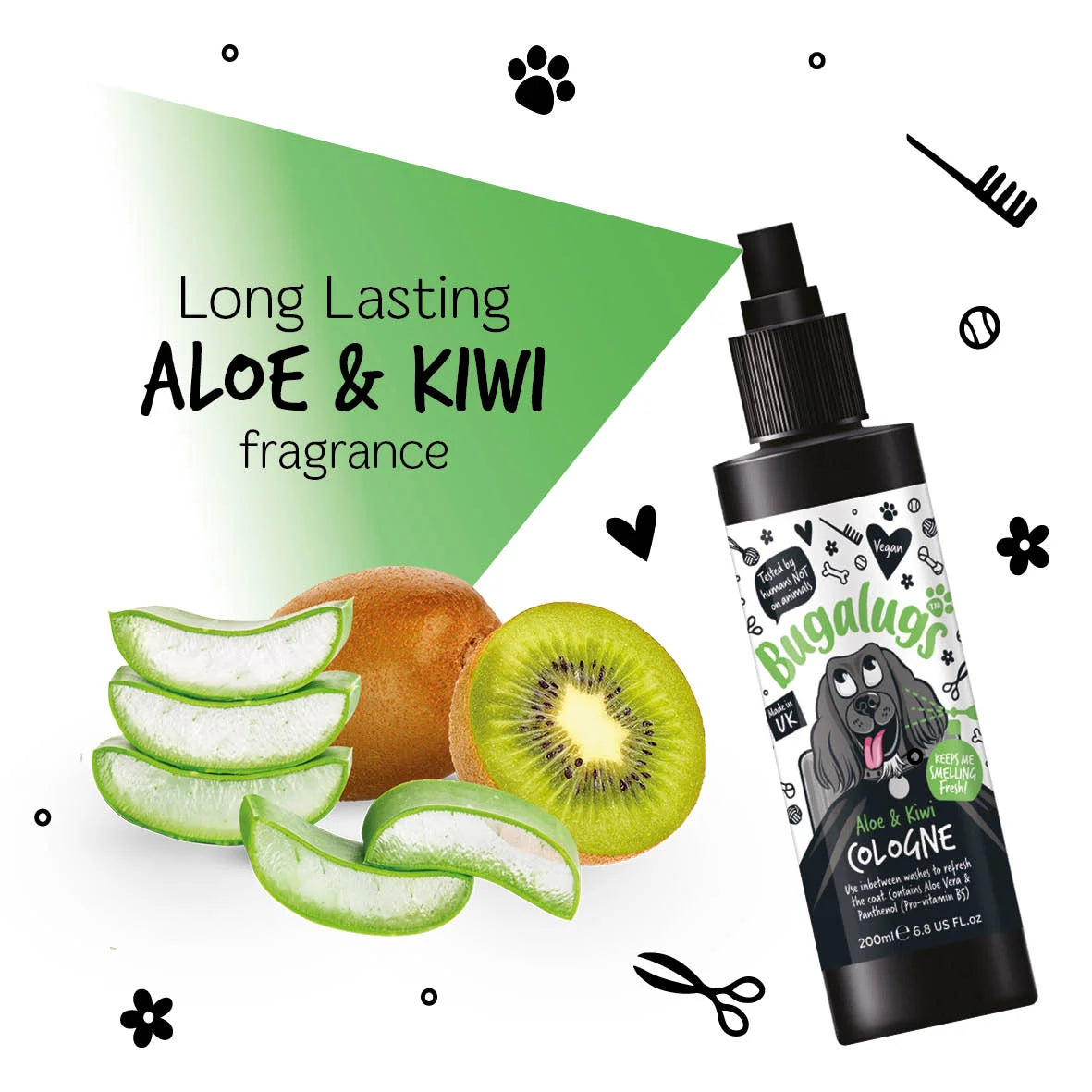 Bugalugs Aloe & Kiwi Dog Cologne 200ml