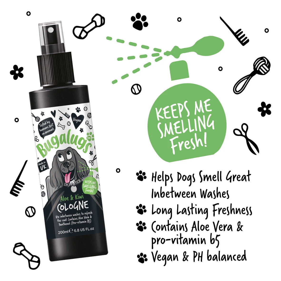 Bugalugs Aloe & Kiwi Dog Cologne 200ml
