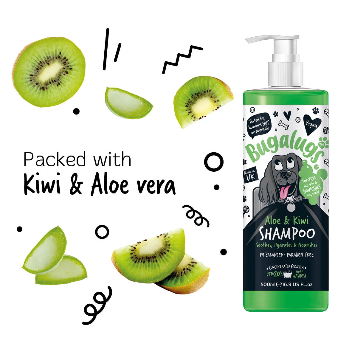 Bugalugs Soothing Aloe & Kiwi Shampoo 500ml