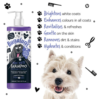 Bugalugs Maxi White Whitening Dog Shampoo  500ml