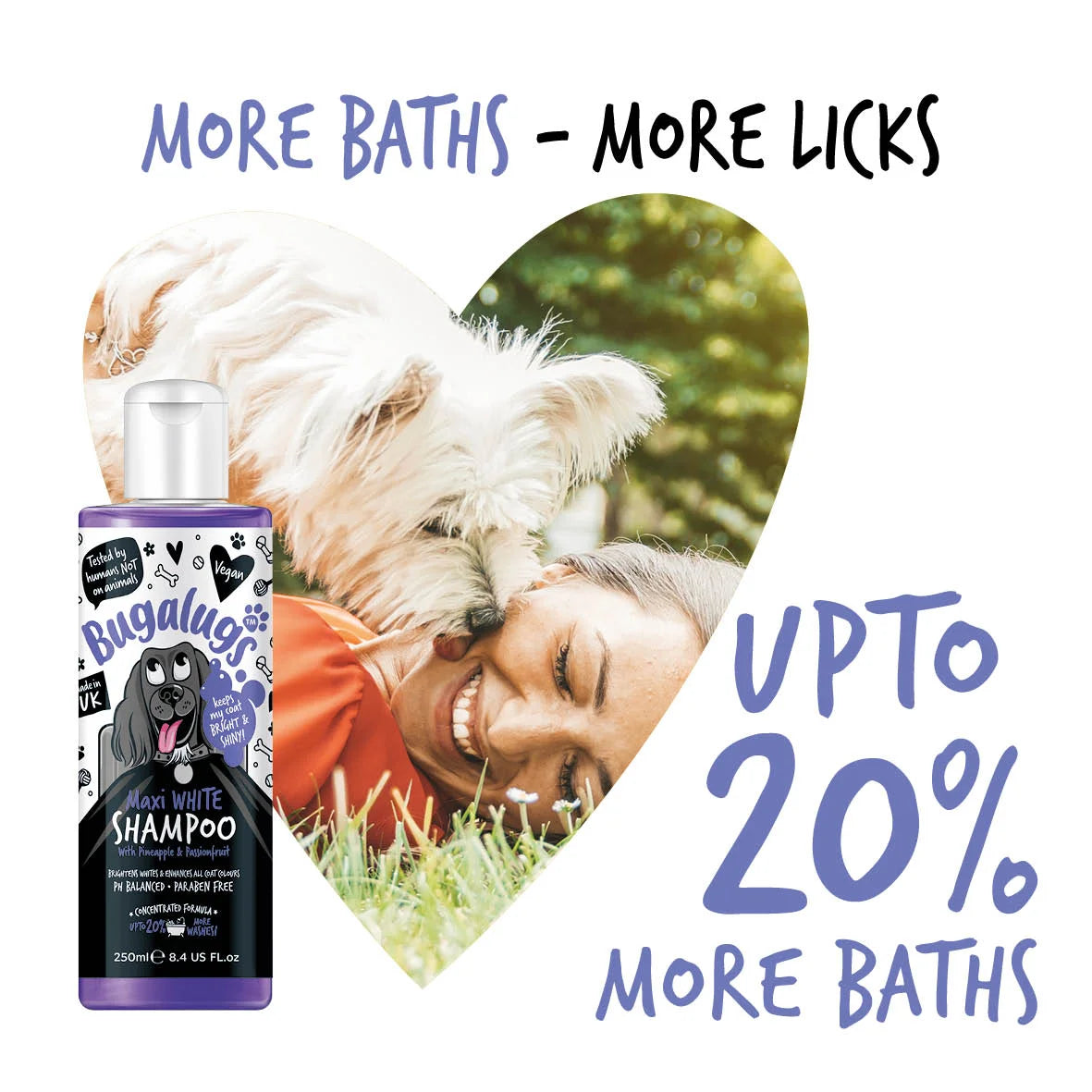Bugalugs Maxi White Whitening Dog Shampoo 250ml