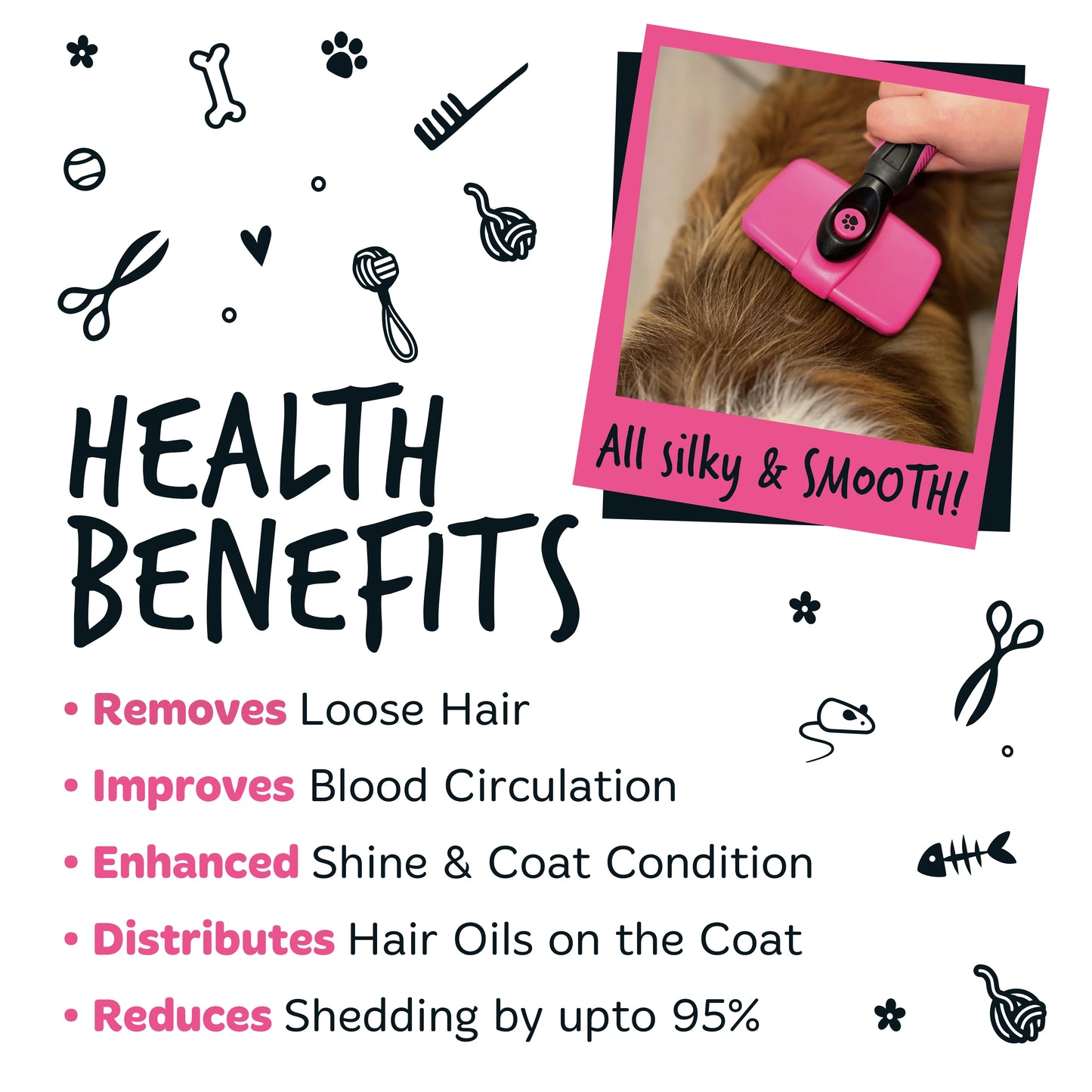 Bugalugs Pet Slicker Brush for Dogs & Cats