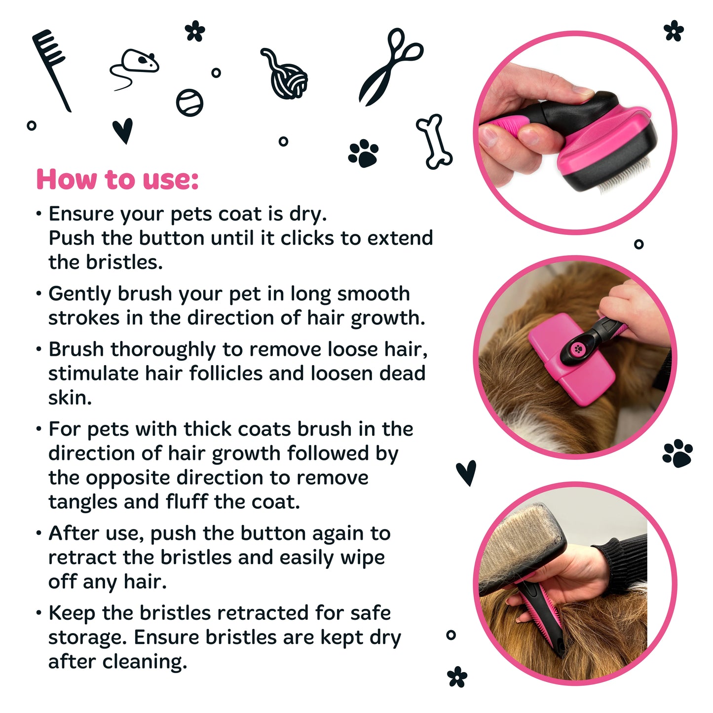 Bugalugs Pet Slicker Brush for Dogs & Cats