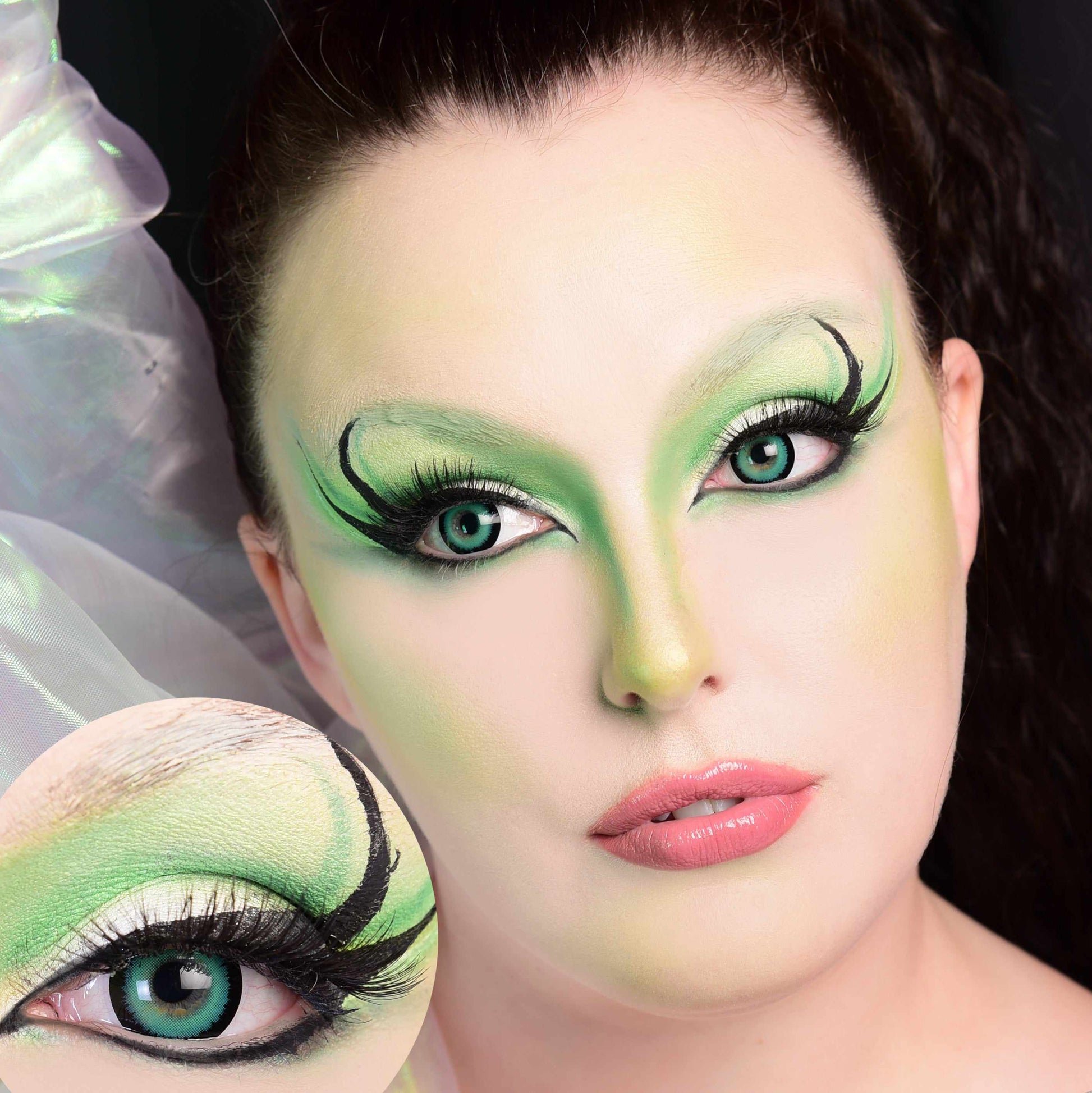 Green Colored contact lenses, Halloween Cosplay, color contacts, krazy lens, fancy lens, circle lens.