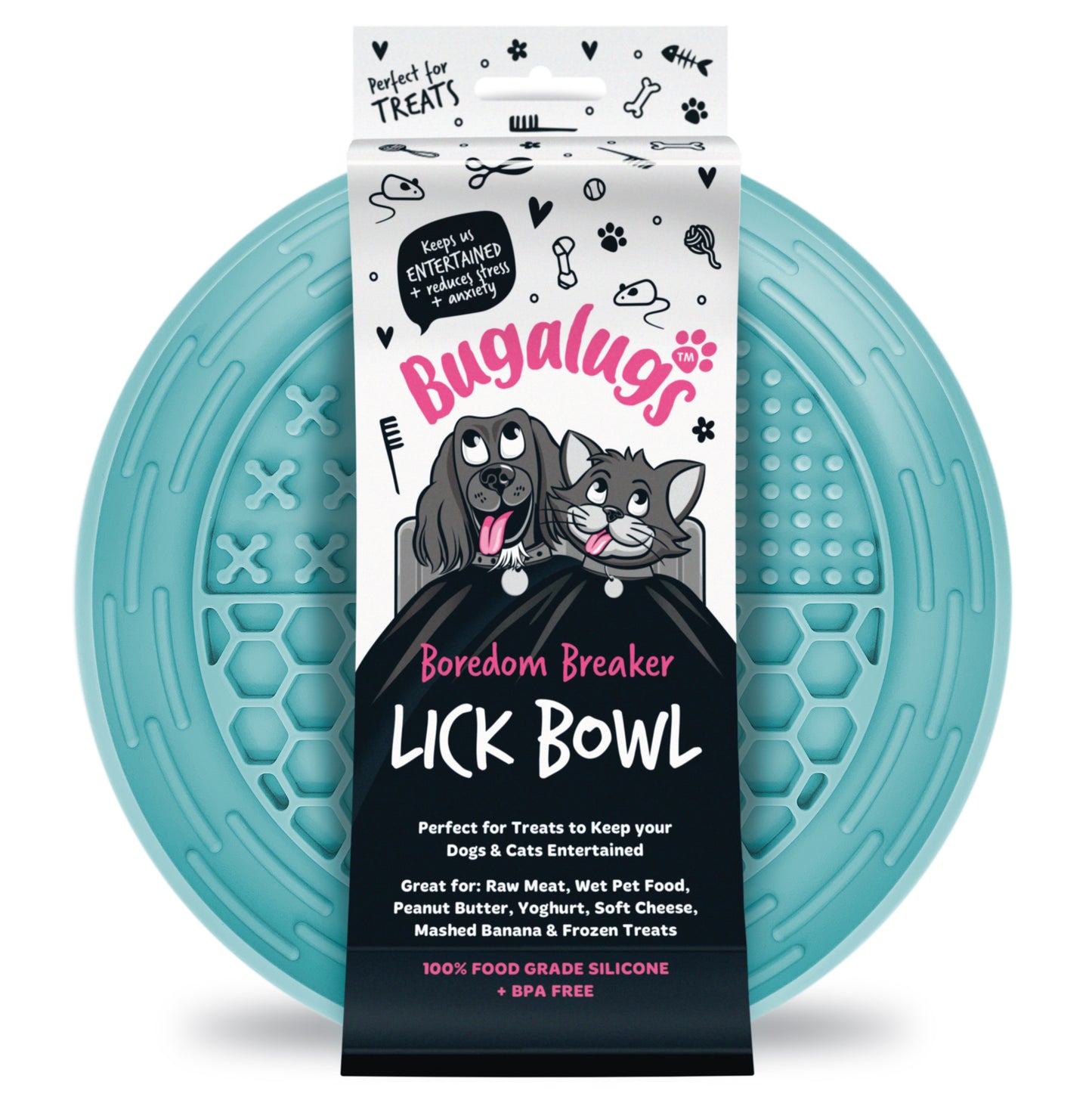 Bugalugs Lick Bowl for Dogs & Cats (Blue)