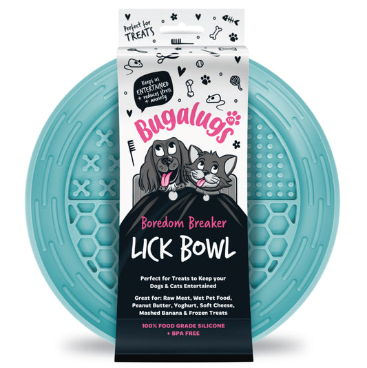 Bugalugs Lick Bowl for Dogs & Cats (Blue)